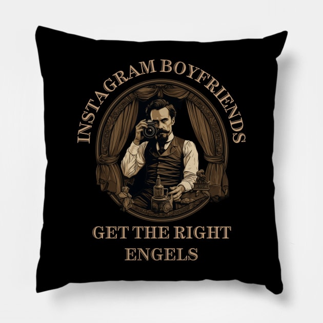 Funny philosophical Friedrich Engels light design - Instagram Boyfriends Meme Pillow by SocraTees