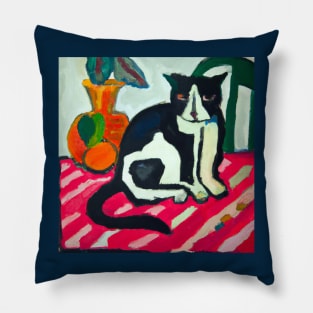 Painting of a Cat styled after Matisse Pillow