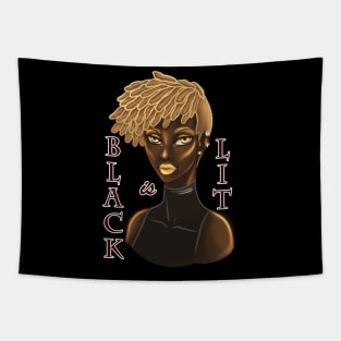 Black is Lit Melanin Woman Dreadlocks Anime Blonde Tapestry