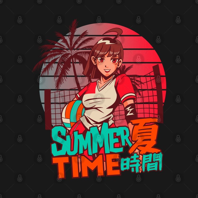 80s summer time anime girl by DopamIneArt