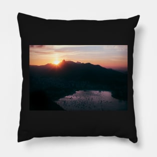 Rio de Janeiro Skyline With Christ the Redeemer at Sunset Pillow