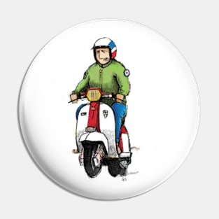 Retro Scooter, Classic Scooter, Scooterist, Scootering, Scooter Rider, Mod Art Pin