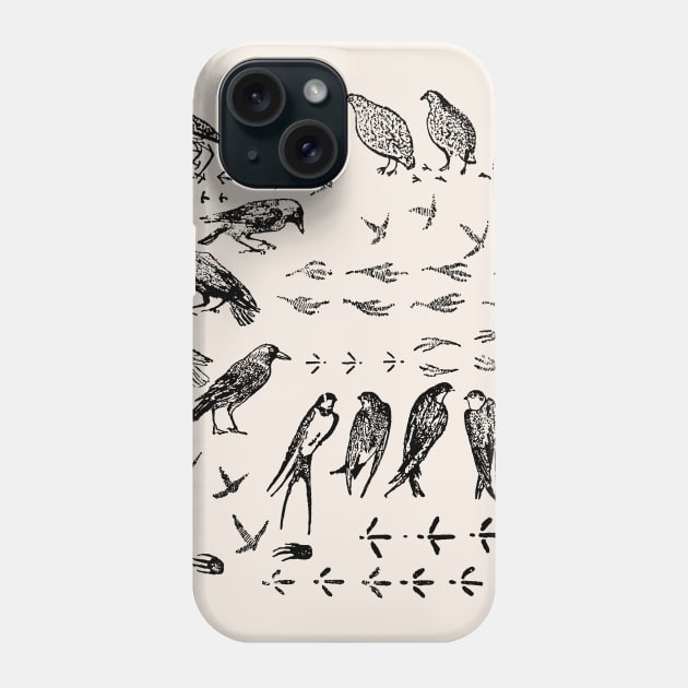 Black birds and their Footprints Phone Case by zeljkica