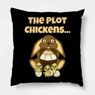 The Plot Chickens, Easter Bunny, Easter Eggs Chicks Pillow