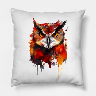 Owl paint splatter Pillow