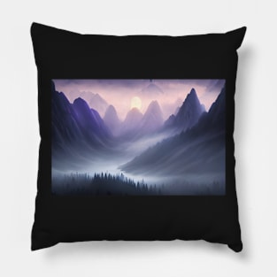 purple misty mountain Pillow