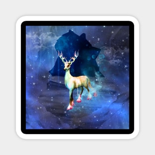 Wonderful fantasy deer in a winter landscape Magnet