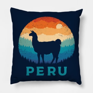 Retro Llama Peru Pillow