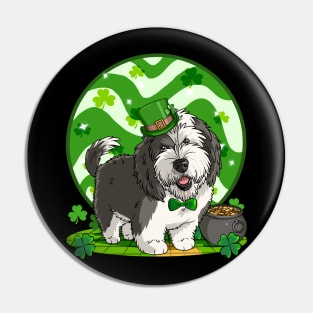 Sheepadoodle Leprechaun St Patricks Day Irish Dog Pin