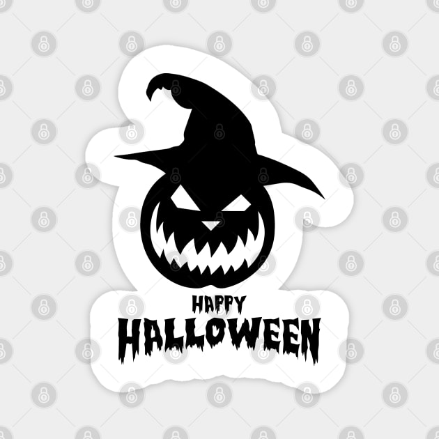 Happy Halloween With Black Scary Pumpkin Magnet by anbartshirts