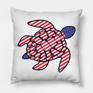 Sea Turtle American Flag Plastic Free Save The Sea USA Turtles America Pillow