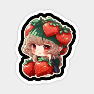 Strawberry Anime Girl Magnet