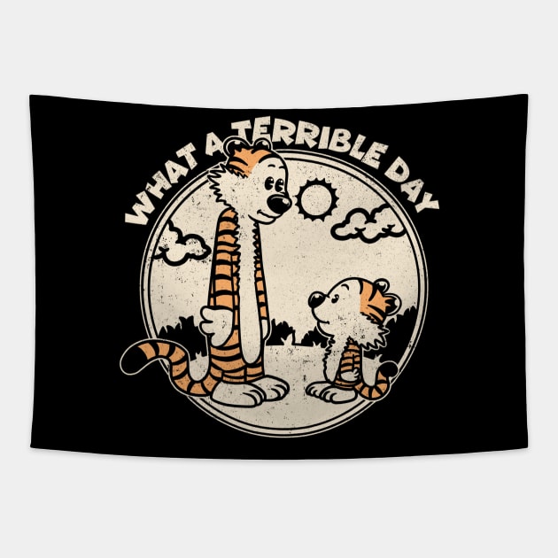 Drawing retro Vintage 80s and 90s what a terrible day Tapestry by aiWallpaperCollection