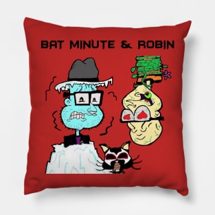 Bat Minute & Robin (Black Text) Pillow