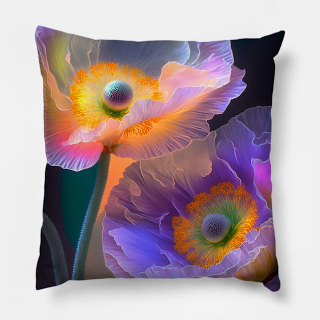 Delicate watercolor poppies Pillow by redwitchart