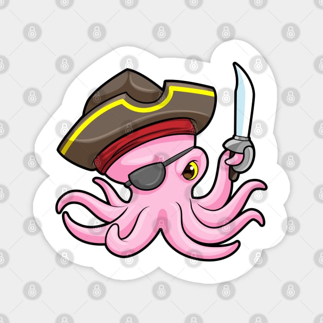 Octopus as Pirate with Saber & Eye patch Magnet by Markus Schnabel