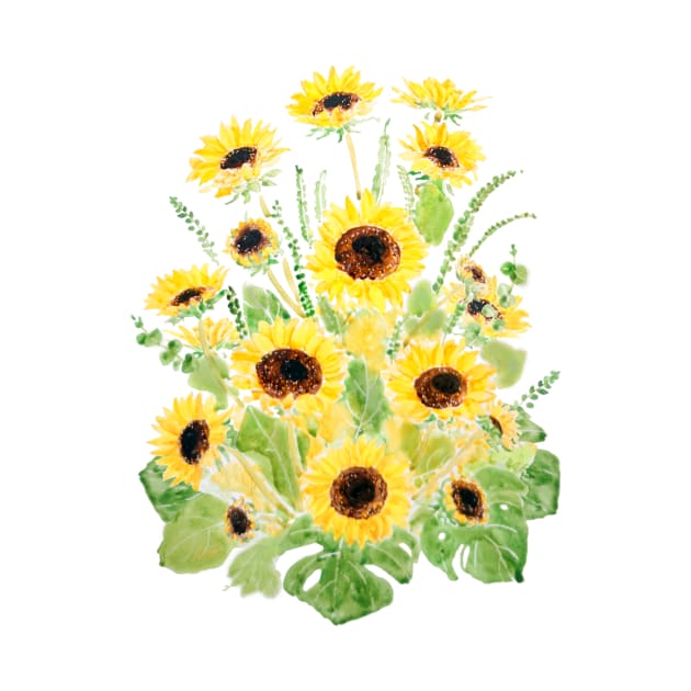 sunflowers and leaves arrangement by colorandcolor