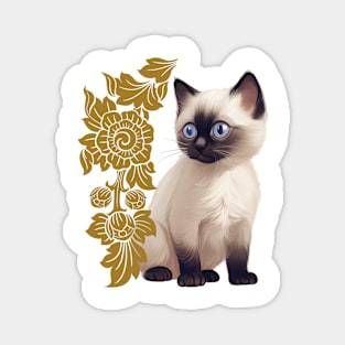 Siamese Cat and Thai Pattern Magnet