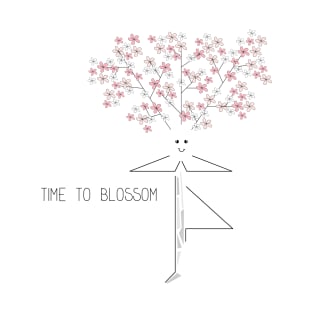 Cartoon drawing of a blooming tree practicing yoga T-Shirt