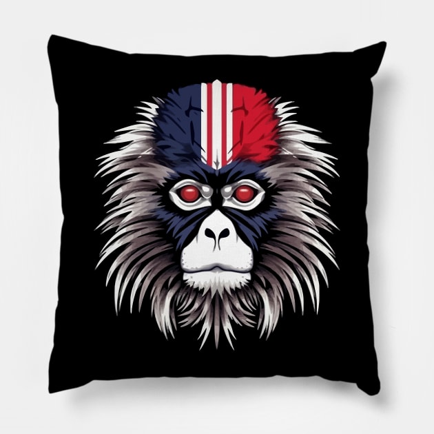 Patriotic Snow Monkey Pillow by JH Mart