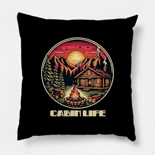 Cabin life sunset Pillow