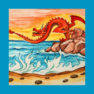 The Dragon Feeling the Beach Sunset Creative Artwork T-Shirt