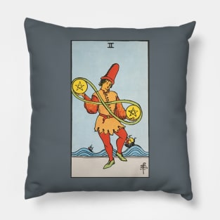 Two of pentacles tarot card Pillow