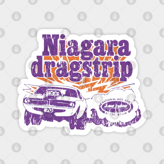 Vintage Niagara Dragstrip - Distressed burnout look - Purple print Magnet by retropetrol