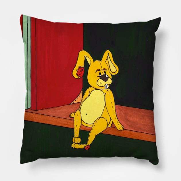 yellow rabbit fairy tale for children Pillow by Sofi20