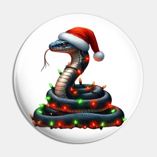 Snake Wrapped In Christmas Lights Pin
