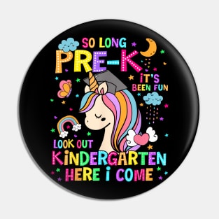 So Long Pre-K Graduation Kindergarten Unicorn Pin