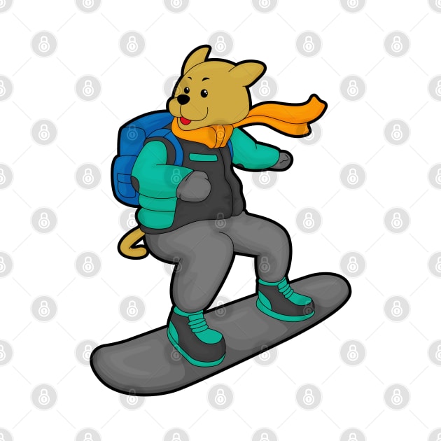 Dog as Snowboarder with Snowboard & Backpack by Markus Schnabel