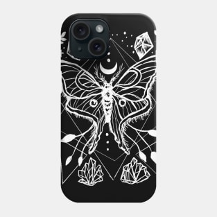 Lunar Moth, Crystals, Sacred Geometry, Witchy, Punk, Goth Phone Case