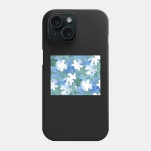 Jigsaw Puzzle Watercolor Silhouette in Blue and Green Watercolor Painting Pattern Phone Case