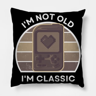 I'm not old, I'm Classic | Handheld Console | Retro Hardware | Sepia | Vintage Sunset | '80s '90s Video Gaming Pillow