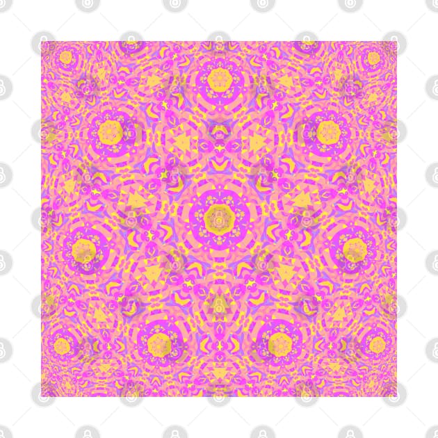 Psychedelic Funky Colorful Symmetrical Fractal Mandala Abstract Digital Art by Kaleiope_Studio