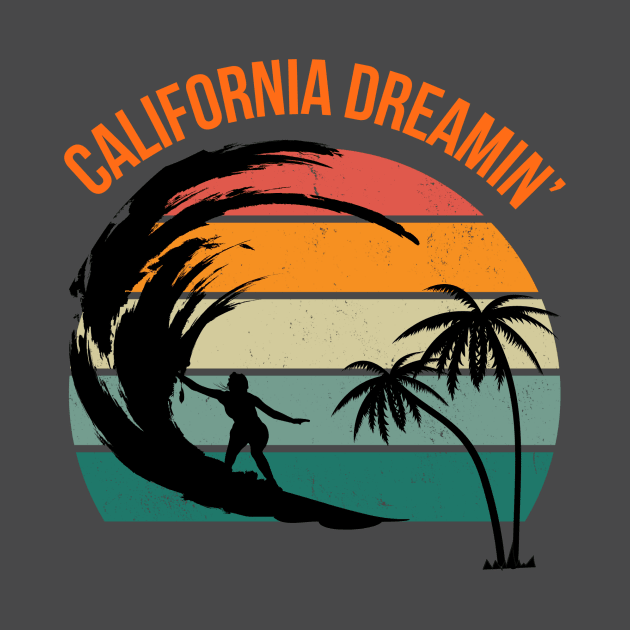 California Dreamin' Surf Shirt Vintage Inspired Casual Summer Top, Unique Gift for Beach Lovers, Surfers, Californians by TeeGeek Boutique