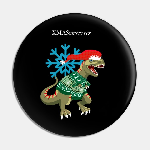 Clanosaurus Rex XMASsaurus rex Christmas Ugly Sweater Holiday Tyrannosaurus Rex Santa Claus Pin by BullShirtCo