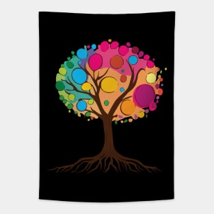 Tree of life with roots and colorful leaves 02 Tapestry