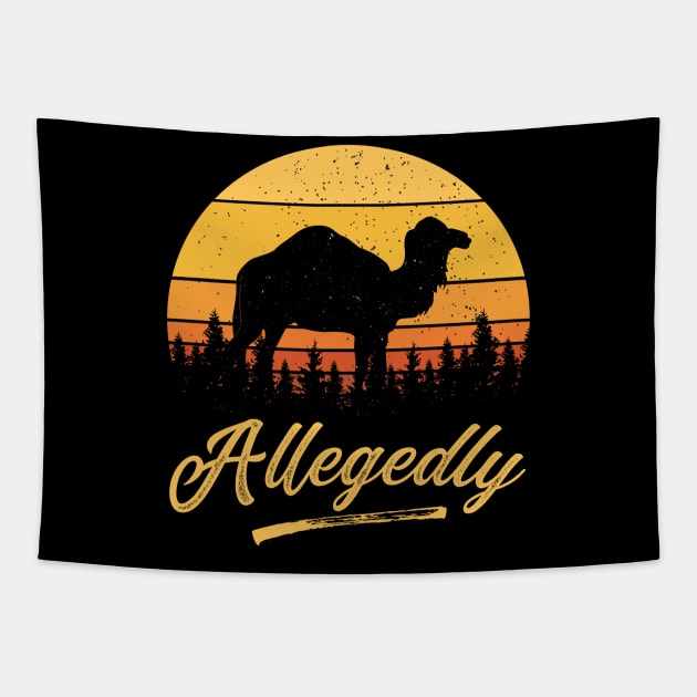 Allegedly Camel Desert Ship Retro Vintage Sunset Distressed Tapestry by BadDesignCo