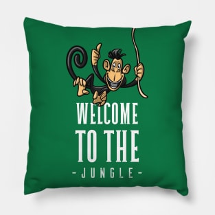 Welcome To The Jungle / Cartoon Monkey Design / Cute Cartoon Chimp / Great Gift For New Colleague / Welcome Gift Pillow