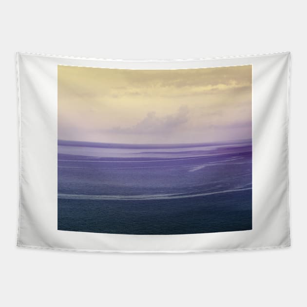 Stormy sea purple hue Tapestry by chiaravisuals