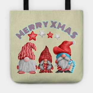 Funny Christmas Gnomes Retro Watercolor Art Tote