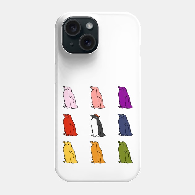 Nine Colorful Penguins Phone Case by ellenhenryart