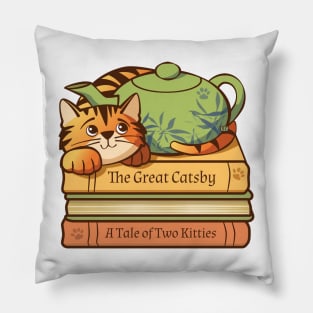 Cat Teapot Books Pillow