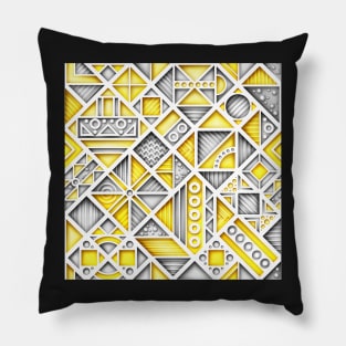 Yellow and Gray 3d Colorful Geometric Pattern, Crazy Print Pillow