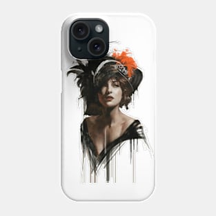 Elegant lady with hat digital painting Phone Case