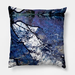 Majestic Fantasy River Sceen with Blue Leaves Reflecting in the Water Pillow