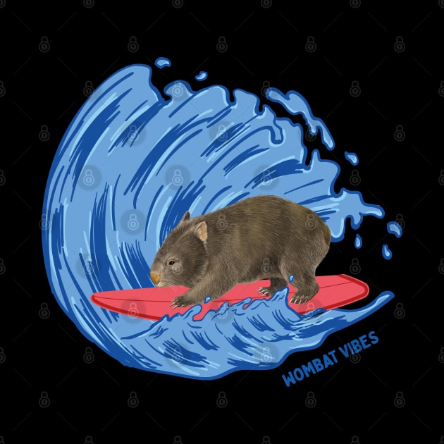 Wombat Vibes Beach Waves Wild Animal Summer Vacation Surfing by Msafi