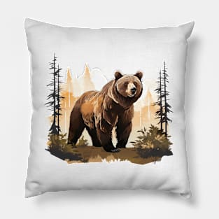 Watercolor Grizzly Bear Pillow